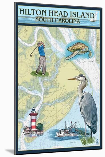 Hilton Head, South Carolina - Nautical Chart-Lantern Press-Mounted Art Print