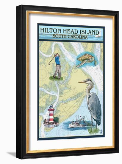 Hilton Head, South Carolina - Nautical Chart-Lantern Press-Framed Art Print