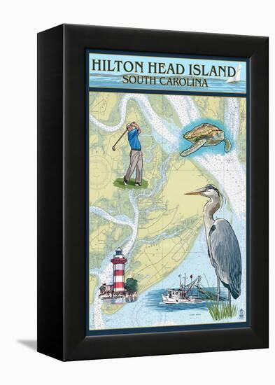 Hilton Head, South Carolina - Nautical Chart-Lantern Press-Framed Stretched Canvas