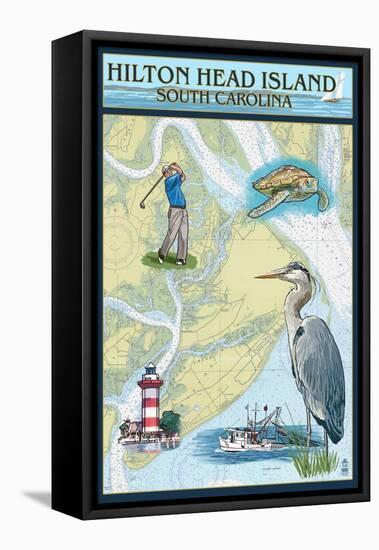 Hilton Head, South Carolina - Nautical Chart-Lantern Press-Framed Stretched Canvas