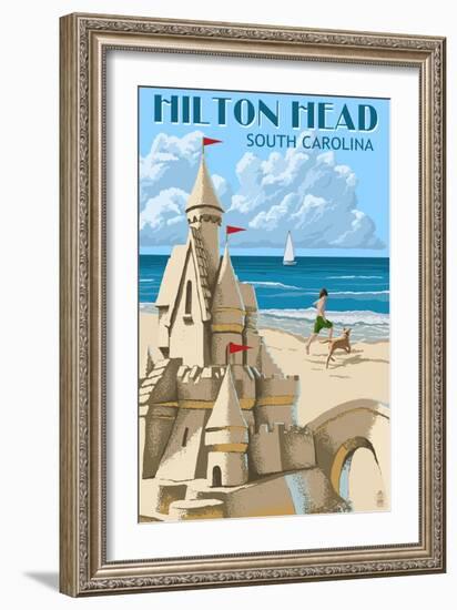 Hilton Head, South Carolina - Sand Castle-Lantern Press-Framed Art Print