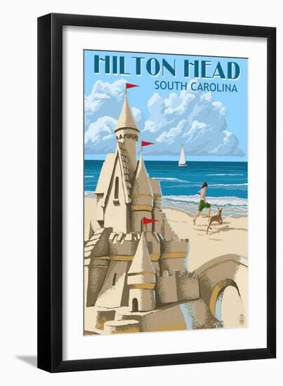 Hilton Head, South Carolina - Sand Castle-Lantern Press-Framed Art Print