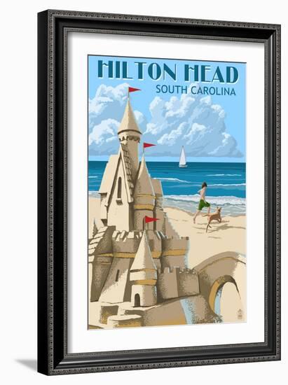 Hilton Head, South Carolina - Sand Castle-Lantern Press-Framed Art Print