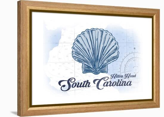 Hilton Head, South Carolina - Scallop Shell - Blue - Coastal Icon-Lantern Press-Framed Stretched Canvas