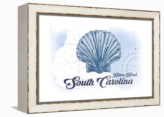 Hilton Head, South Carolina - Scallop Shell - Blue - Coastal Icon-Lantern Press-Framed Stretched Canvas