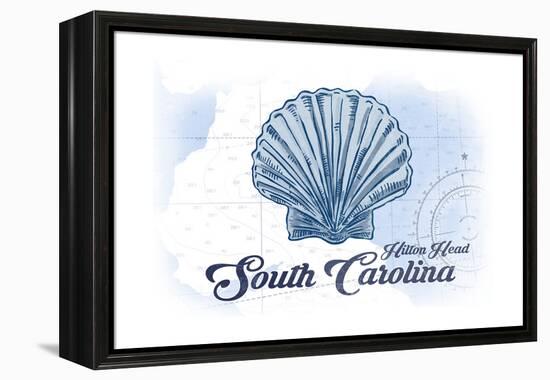 Hilton Head, South Carolina - Scallop Shell - Blue - Coastal Icon-Lantern Press-Framed Stretched Canvas