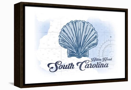 Hilton Head, South Carolina - Scallop Shell - Blue - Coastal Icon-Lantern Press-Framed Stretched Canvas