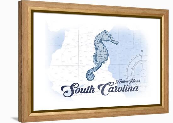 Hilton Head, South Carolina - Seahorse - Blue - Coastal Icon-Lantern Press-Framed Stretched Canvas