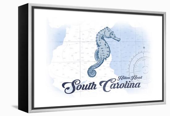 Hilton Head, South Carolina - Seahorse - Blue - Coastal Icon-Lantern Press-Framed Stretched Canvas