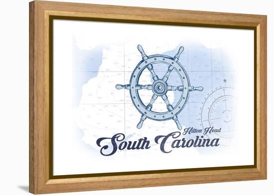 Hilton Head, South Carolina - Ship Wheel - Blue - Coastal Icon-Lantern Press-Framed Stretched Canvas