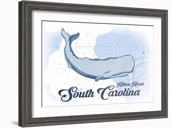 Hilton Head, South Carolina - Whale - Blue - Coastal Icon-Lantern Press-Framed Art Print