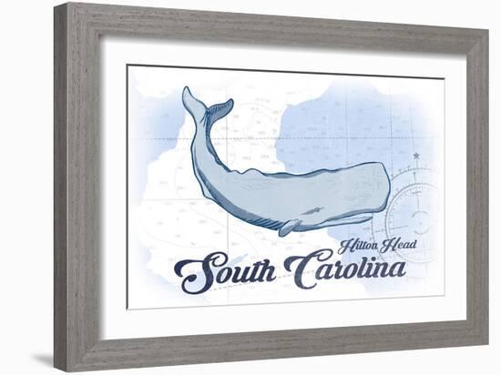 Hilton Head, South Carolina - Whale - Blue - Coastal Icon-Lantern Press-Framed Art Print