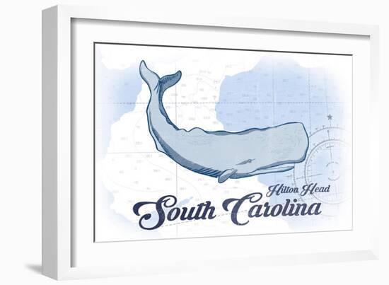 Hilton Head, South Carolina - Whale - Blue - Coastal Icon-Lantern Press-Framed Art Print