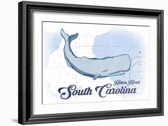 Hilton Head, South Carolina - Whale - Blue - Coastal Icon-Lantern Press-Framed Art Print