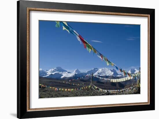 Himalaya Range with Prayer Flags in the Foreground, Tibet, China-Natalie Tepper-Framed Photographic Print