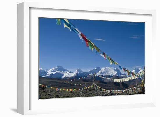 Himalaya Range with Prayer Flags in the Foreground, Tibet, China-Natalie Tepper-Framed Photographic Print