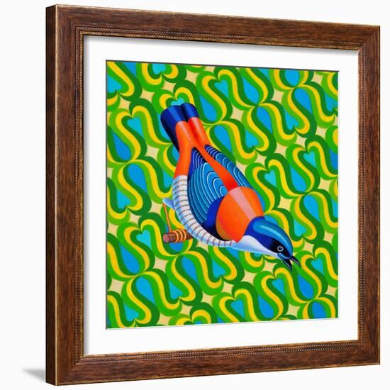 Himalayan Cutia Bird, 2023 (Oil on Canvas)-Jane Tattersfield-Framed Giclee Print