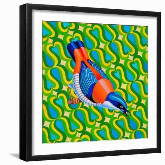 Himalayan Cutia Bird, 2023 (Oil on Canvas)-Jane Tattersfield-Framed Giclee Print