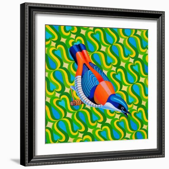 Himalayan Cutia Bird, 2023 (Oil on Canvas)-Jane Tattersfield-Framed Giclee Print