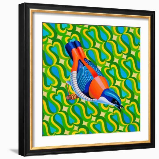 Himalayan Cutia Bird, 2023 (Oil on Canvas)-Jane Tattersfield-Framed Giclee Print