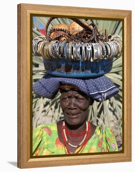 Himba Street Vendor at Opuwo Who Sells Himba Jewellery, Arts and Crafts to Passing Tourists-Nigel Pavitt-Framed Premier Image Canvas