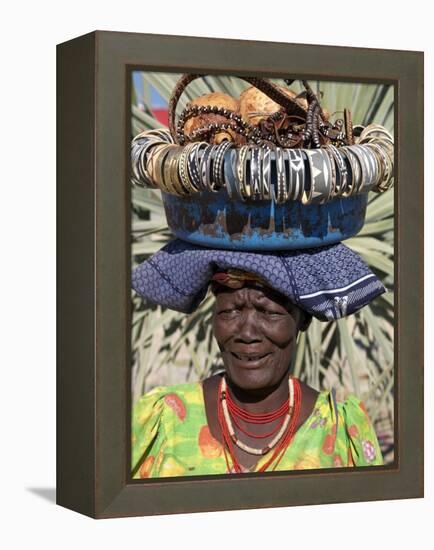 Himba Street Vendor at Opuwo Who Sells Himba Jewellery, Arts and Crafts to Passing Tourists-Nigel Pavitt-Framed Premier Image Canvas