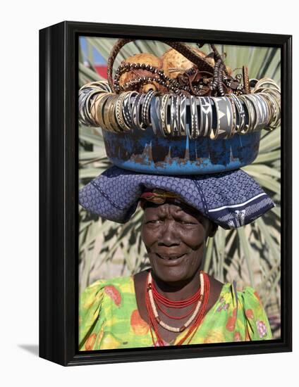 Himba Street Vendor at Opuwo Who Sells Himba Jewellery, Arts and Crafts to Passing Tourists-Nigel Pavitt-Framed Premier Image Canvas