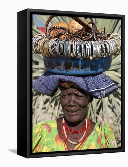 Himba Street Vendor at Opuwo Who Sells Himba Jewellery, Arts and Crafts to Passing Tourists-Nigel Pavitt-Framed Premier Image Canvas