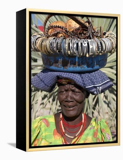 Himba Street Vendor at Opuwo Who Sells Himba Jewellery, Arts and Crafts to Passing Tourists-Nigel Pavitt-Framed Premier Image Canvas