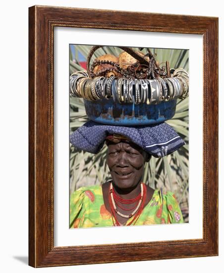 Himba Street Vendor at Opuwo Who Sells Himba Jewellery, Arts and Crafts to Passing Tourists-Nigel Pavitt-Framed Photographic Print