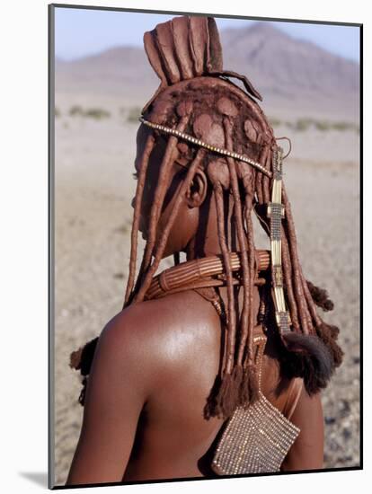 Himba Woman in Traditional Attire, Her Body Gleams from a Red Ochre Mixture of Red Ochre, Namibia-Nigel Pavitt-Mounted Photographic Print