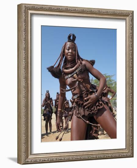 Himba Women Perform the Otjiunda Dance, Stamping, Clapping and Chanting-Nigel Pavitt-Framed Photographic Print