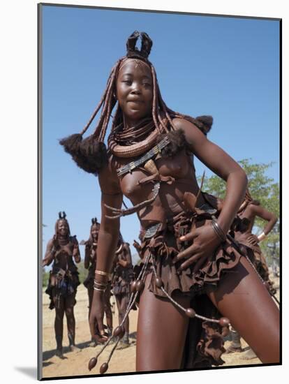 Himba Women Perform the Otjiunda Dance, Stamping, Clapping and Chanting-Nigel Pavitt-Mounted Photographic Print