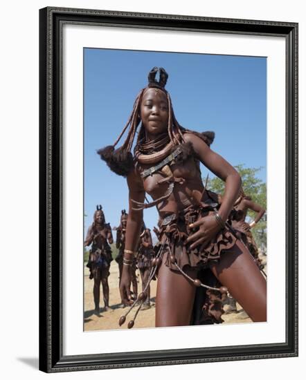 Himba Women Perform the Otjiunda Dance, Stamping, Clapping and Chanting-Nigel Pavitt-Framed Photographic Print