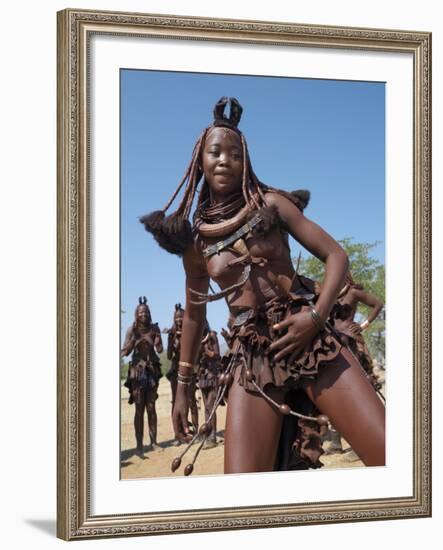 Himba Women Perform the Otjiunda Dance, Stamping, Clapping and Chanting-Nigel Pavitt-Framed Photographic Print