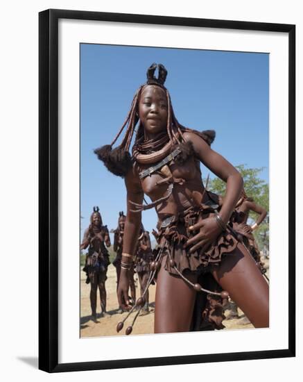 Himba Women Perform the Otjiunda Dance, Stamping, Clapping and Chanting-Nigel Pavitt-Framed Photographic Print