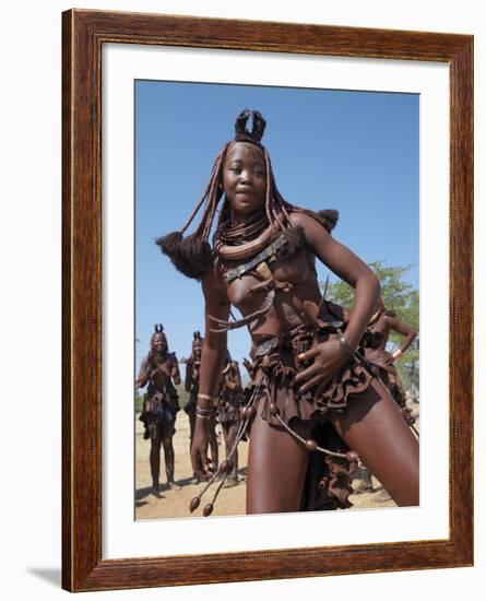 Himba Women Perform the Otjiunda Dance, Stamping, Clapping and Chanting-Nigel Pavitt-Framed Photographic Print