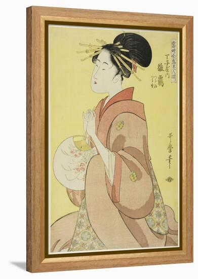 Hinazuru of the Chojiya, from the series 'Array of Supreme Beauties of the Present Day ', 1794-Kitagawa Utamaro-Framed Premier Image Canvas