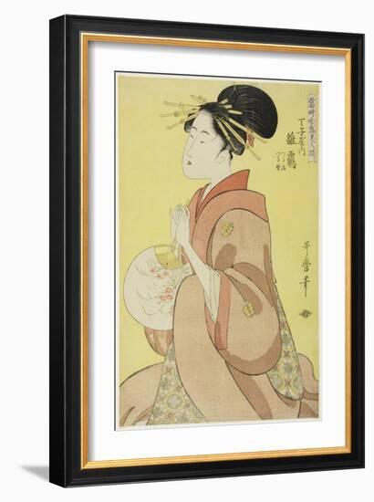 Hinazuru of the Chojiya, from the series 'Array of Supreme Beauties of the Present Day ', 1794-Kitagawa Utamaro-Framed Giclee Print