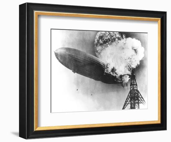 Hindenburg Crash, 1937-us Navy-Framed Photographic Print