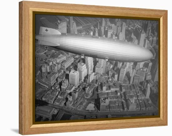 Hindenburg Flying over Manhattan-null-Framed Premier Image Canvas