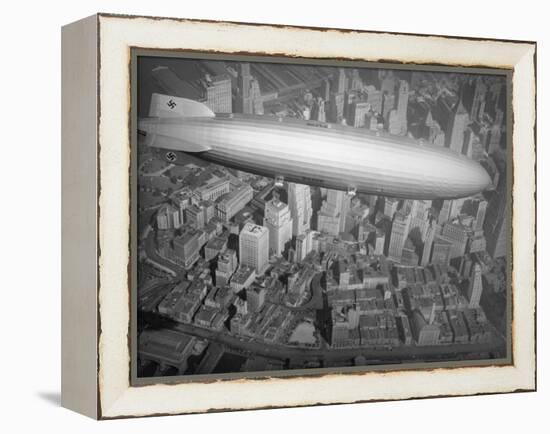 Hindenburg Flying over Manhattan-null-Framed Premier Image Canvas