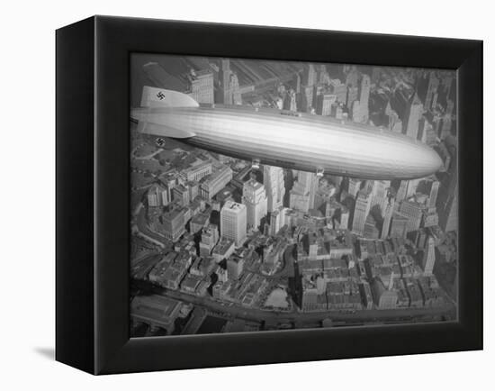 Hindenburg Flying over Manhattan-null-Framed Premier Image Canvas