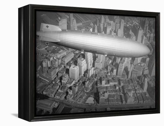 Hindenburg Flying over Manhattan-null-Framed Premier Image Canvas