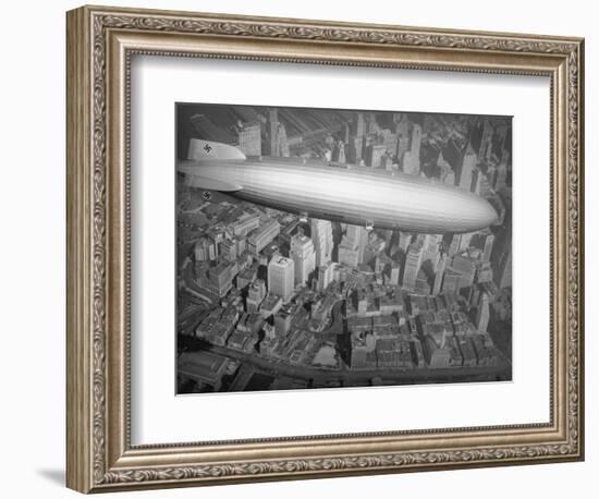 Hindenburg Flying over Manhattan-null-Framed Photographic Print