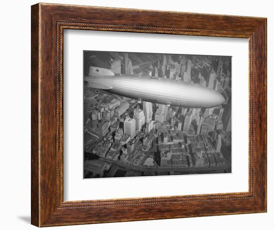 Hindenburg Flying over Manhattan-null-Framed Photographic Print