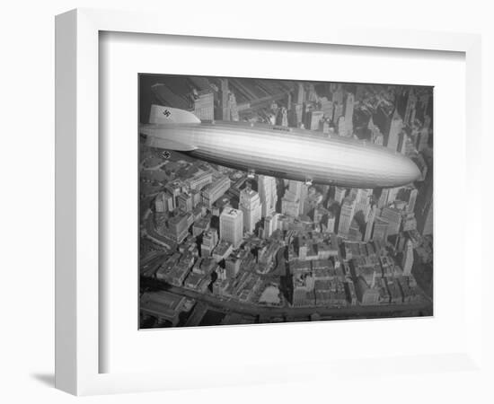 Hindenburg Flying over Manhattan-null-Framed Photographic Print