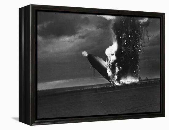 Hindenburg Zeppelin Bursting into Flames While Attempting to Land after 37th Ocean Crossing-Arthur Cofod-Framed Premier Image Canvas