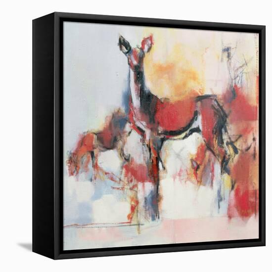 Hinds in Winter, 1995-Mark Adlington-Framed Premier Image Canvas