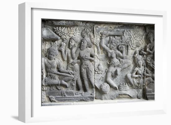 Hindu Carvings on the Prambanan Temples, UNESCO World Heritage Site, Near Yogyakarta-Alex Robinson-Framed Photographic Print